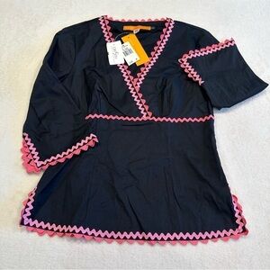 NWT Cynthia Steffe Pink Scallop Trim Blouse